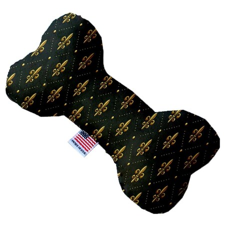 Mirage Pet Products Black & Gold Fleur de Lis Canvas Bone Dog Toy 10 in. 1206-CTYBN10